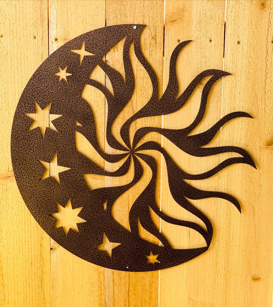 SUNBURST MOON and STARS Metal Art Indoor or Outdoor Home Etsy