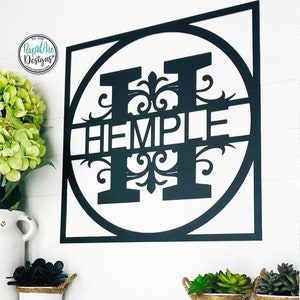 SQUARE SPLIT LETTER Monogram Name Sign | Monogram Wall Decor | Couples Gift | Monogram Sign for Gate | Wedding Gift | Housewarming Gift
