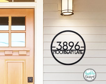 Mid Century Modern Metal Address Sign | Round House Number
