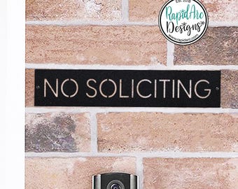No Soliciting Metal Sign | Modern Deco Font | Wall Mounted | Powder Coated Steel Property Signage