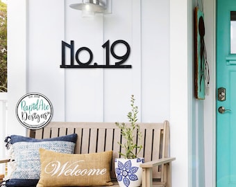 Mid Century Modern Metal Address Sign | House Number Plaque