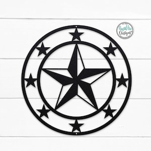 Metal LONE STAR with Circle of Stars | Texas Star Wall Sign | Custom Metal Sign | Western Decor | Cowboy Decor | Metal Star Wall Decor