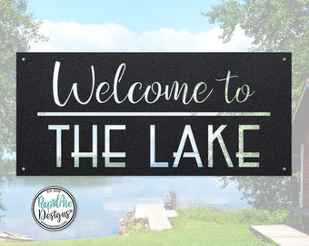 Welcome to the Lake Metal Sign | Mid Century Modern Lake Sign | Lake House Decor | Lakehouse Wall Hanging