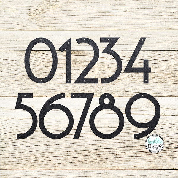 Números de casa de metal de mediados de siglo: cortados a láser y con recubrimiento en polvo