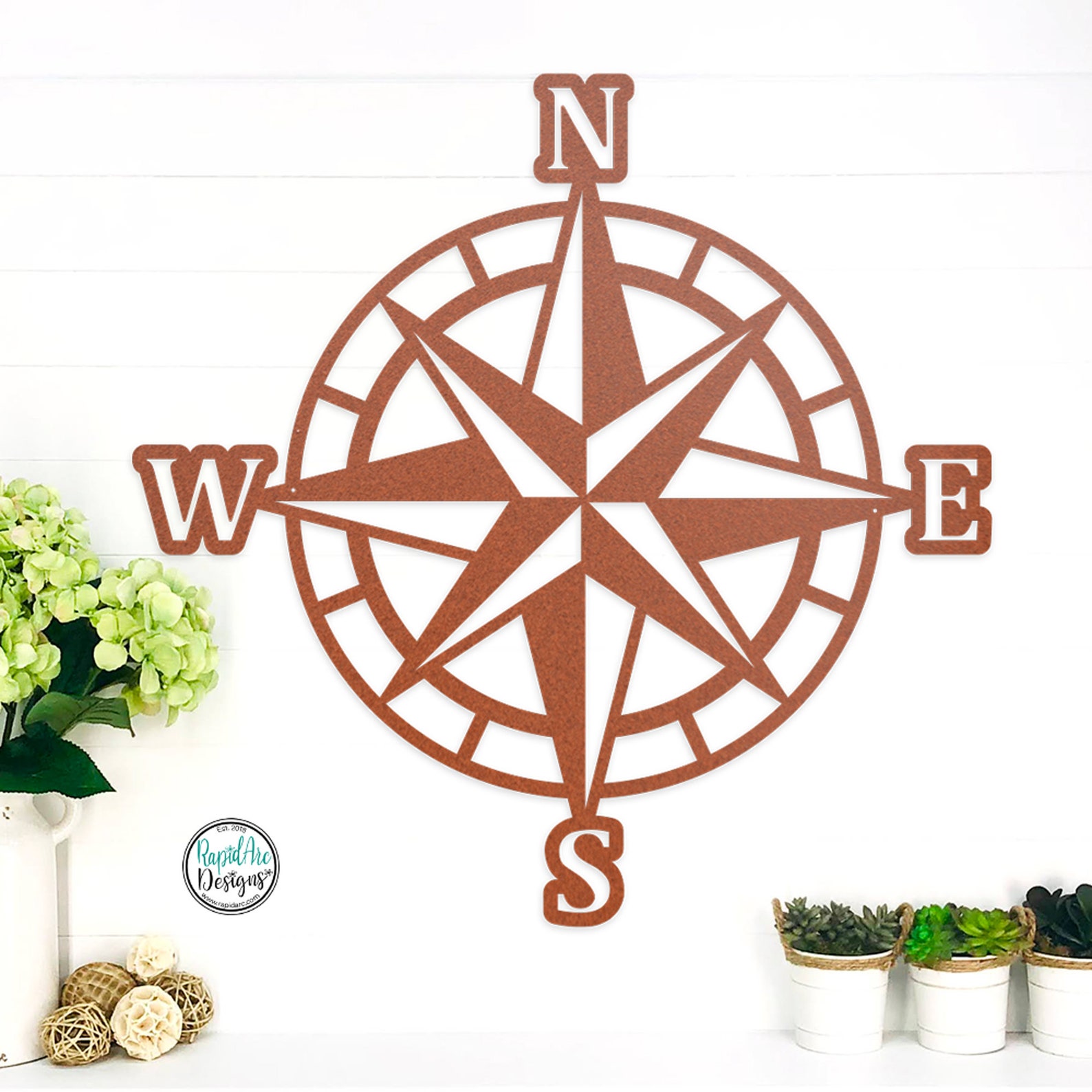 COMPASS Rose Metal Wall Art Nautical Compass Nautical Wall Etsy