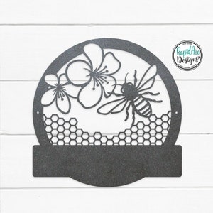 Customizable BEE Welcome Metal Sign Bee Keeper Porch Patio Garden Bee Lovers Gift Honeycomb Honey Bee Metal Wall Art Outdoor Decor ASH GRAY