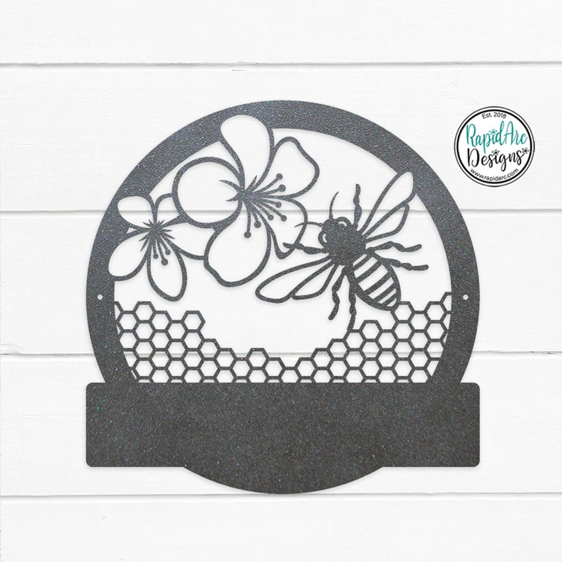 Customizable BEE Welcome Metal Sign Bee Keeper Porch Patio Garden Bee Lovers Gift Honeycomb Honey Bee Metal Wall Art Outdoor Decor ASH GRAY