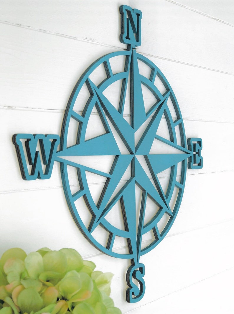 Wood Compass Cut Out Wooden Compass Compass Rose Large Etsy