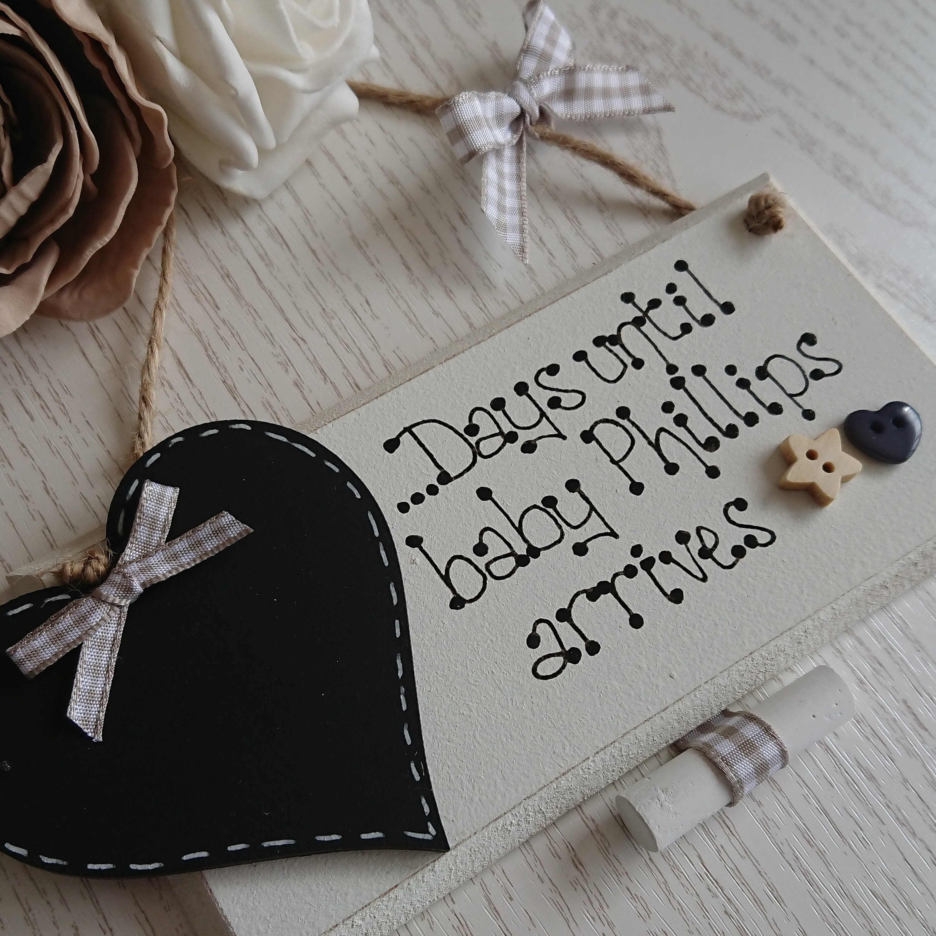 Baby Countdown Plaque Sign Pregnancy Announcement Chalk Personalised Shower Gift Baby Countdown Plaque Sign Pregnancy Announcement Chalk Personalised Shower Gift