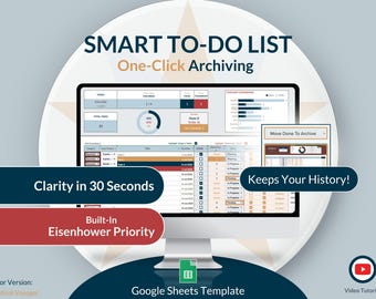 Nautical Voyager To-Do List Google Sheets Template: Eisenhower Matrix, Automated Archiving (Digital Download)