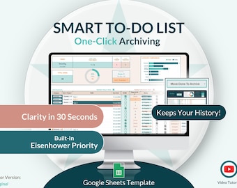 Google Sheet To-Do List: Eisenhower Matrix, Task Tracker, Automated Archive (Digital Template)