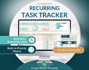 Recurring Tasks Tracker: Googel Sheets To-Do List Template | Automated Eisenhower Priority Matrix (Digital Download)
