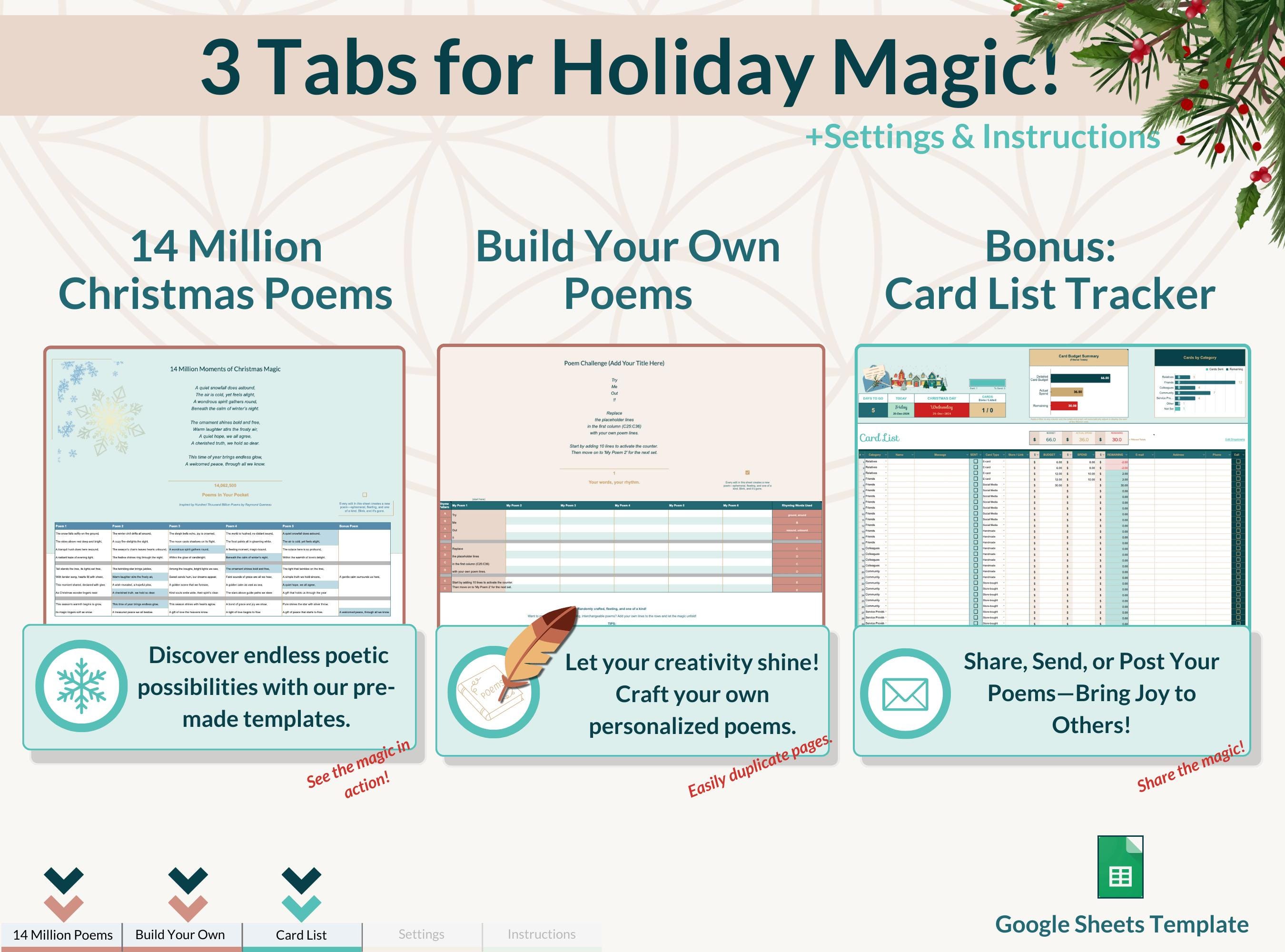 Holiday Generator Christmas Poem Generator: Fun Holiday Template (google Sheets) - Etsy