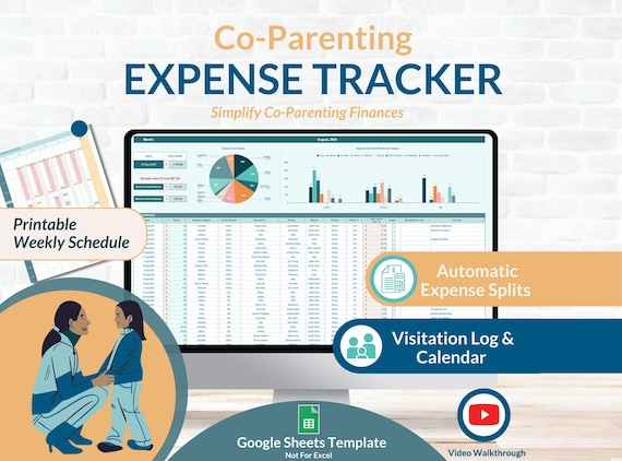 Co-Parenting Expense Tracker: Automatic Splits, Visitation Log (Google Sheets)