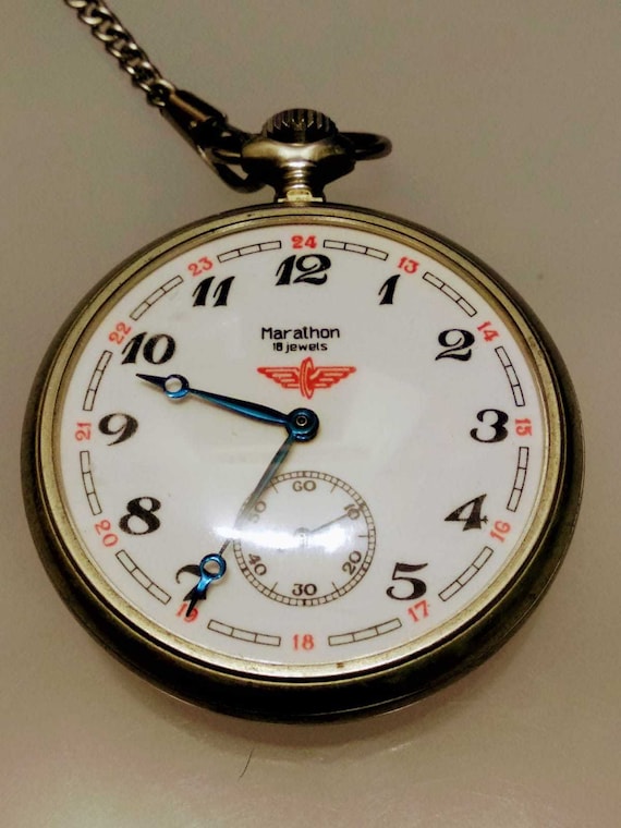 pocket watch with train on face