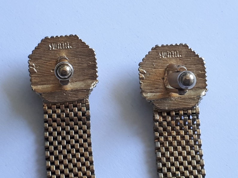 Vintage Swank Wrap Around Cufflinks Gold Tone Blue Glass Stone