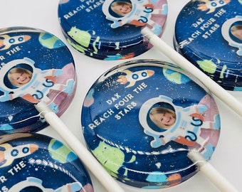 Space Lollipops,Astronaut Birthday,Astronaut Party, Personalized Astronaut Party Favors, Space Themed Birthday, Personalized Astronaut Candy