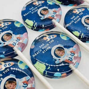 Personalized Astronaut Lollipops: Space Party Favors