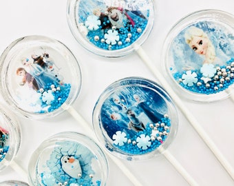 Frozen Themed Birthday, Frozen Lollipops, Frozen Candy, Snowflake Lollipops,Frozen Themed, Party Favors, Candy Lollipops includes 4 lollipop