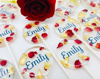 Floral Party Lollipops, Wedding gift Favors, Valentines Day Favors, Set includes 6 lollipops