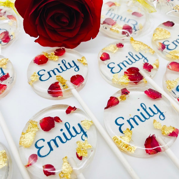 Floral Party Lollipops, Wedding gift Favors, Valentines Day Favors, Set includes 6 lollipops