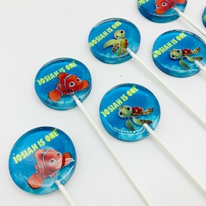 Finding Nemo Lollipops - Finding Nemo Birthday- Finding Nemo Party Favors - Finding Nemo Theme - Finding Nemo Party 6 lollipops