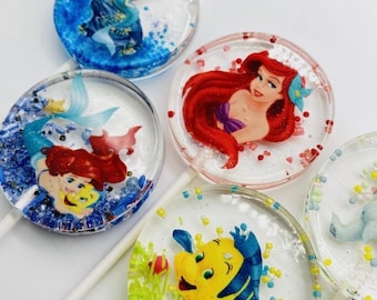 Little Mermaid Lollipops - Little Mermaid Cake Toppers - Mermaid Party Favors - Little Mermaid Birthday ( Set includes 6 lollipops)