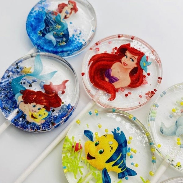 Little Mermaid Lollipops - Little Mermaid Cake Toppers - Mermaid Party Favors - Little Mermaid Birthday ( Set includes 6 lollipops)