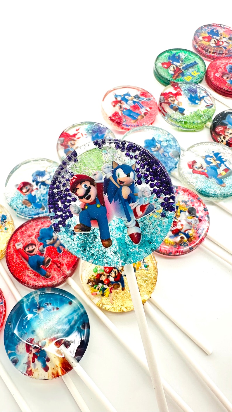 Mario Vs. Sonic Lollipops, Mario Vs. Sonic Favors, Mario Vs. Sonic BIrthday, Mario Vs. Sonic Favors, Mario Vs. Sonic Candy, Mario Vs. Sonic image 3