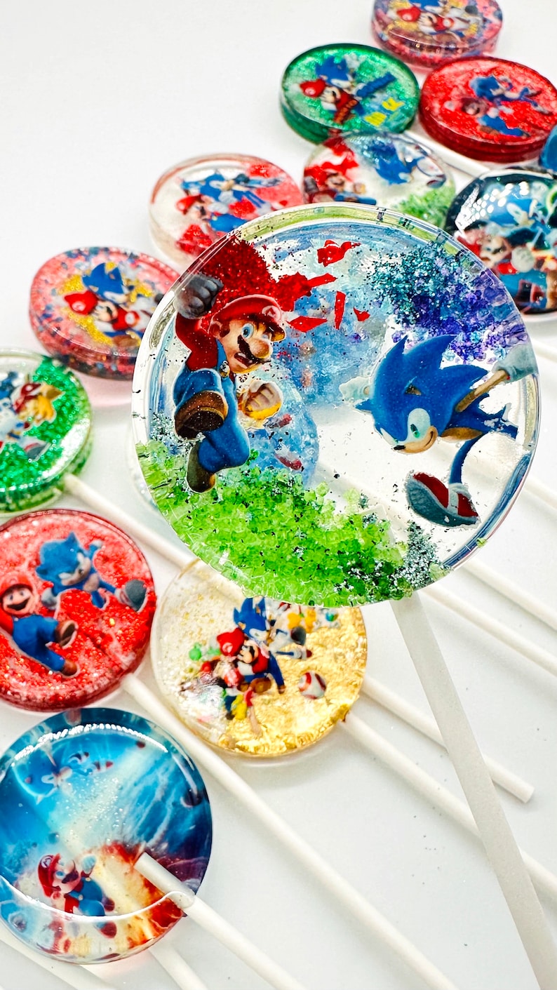 Mario Vs. Sonic Lollipops, Mario Vs. Sonic Favors, Mario Vs. Sonic BIrthday, Mario Vs. Sonic Favors, Mario Vs. Sonic Candy, Mario Vs. Sonic image 2