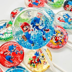 Mario Vs. Sonic Lollipops, Mario Vs. Sonic Favors, Mario Vs. Sonic BIrthday, Mario Vs. Sonic Favors, Mario Vs. Sonic Candy, Mario Vs. Sonic image 1