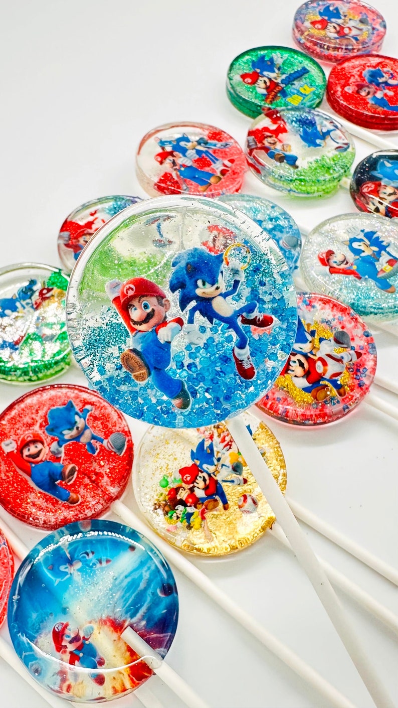 Mario Vs. Sonic Lollipops, Mario Vs. Sonic Favors, Mario Vs. Sonic BIrthday, Mario Vs. Sonic Favors, Mario Vs. Sonic Candy, Mario Vs. Sonic image 1