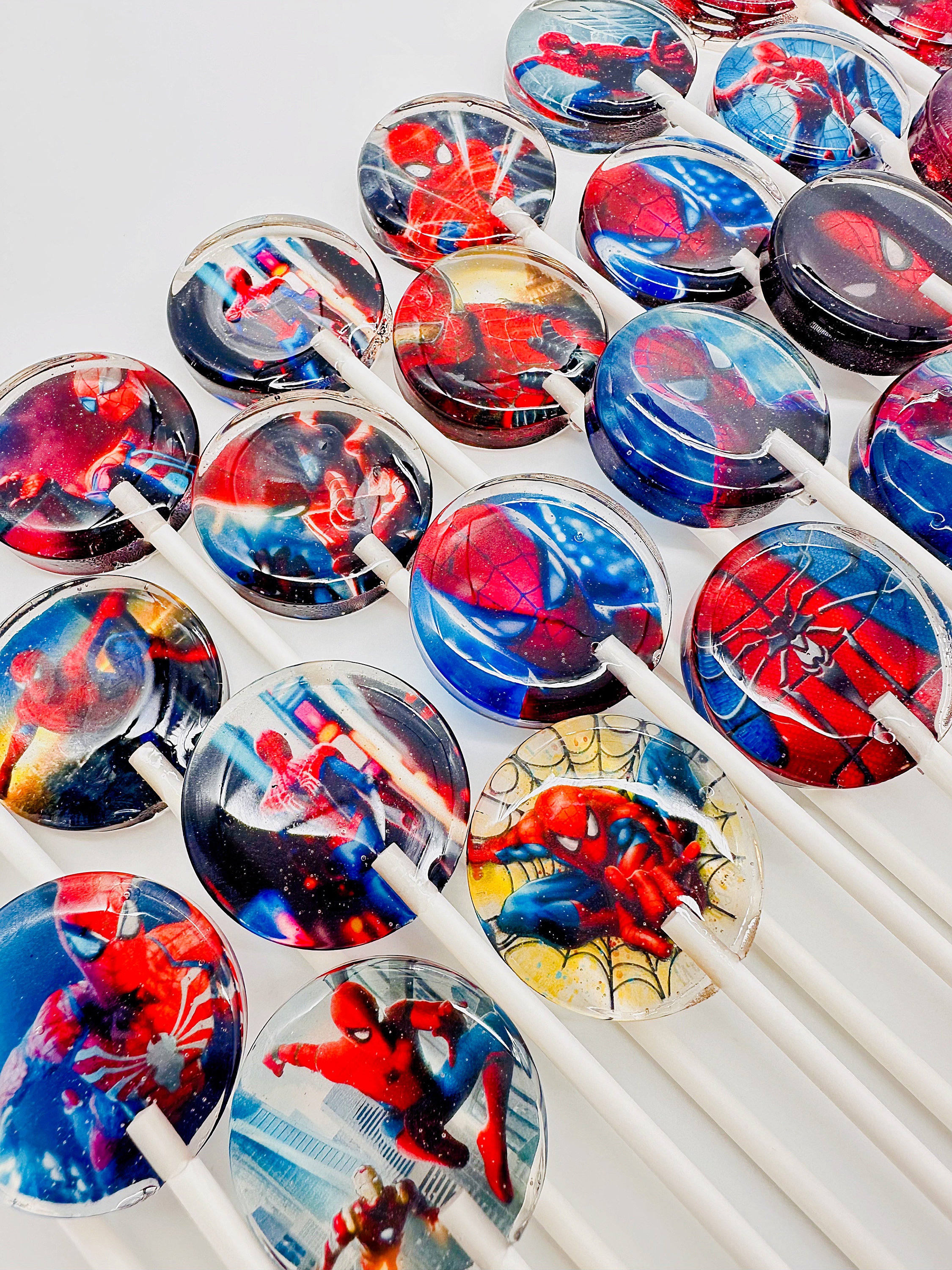 Spiderman Lollipops - Spiderman Party Favors -Spiderman Birthday-Hologram Spiderman Candy