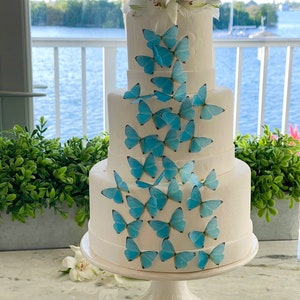 Blue Wafer Paper Edible Pre-Cut 3D Butterflies--28  Edible Butterflies
