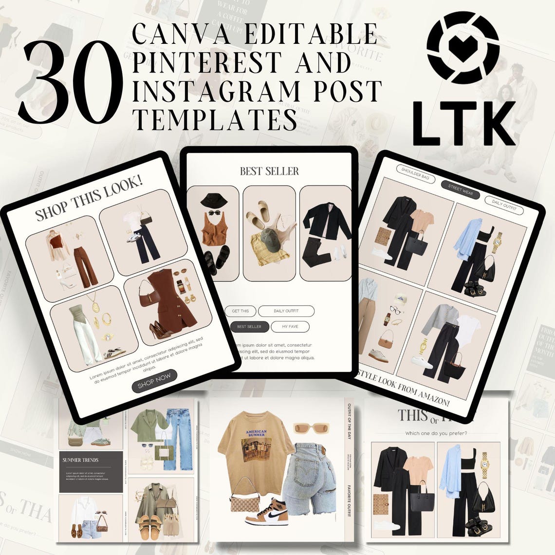 30 Fashion Influencer LTK Templates, Canva Editable (PDF File) - Etsy