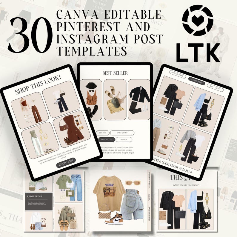 30 Fashion Influencer LTK Templates, Canva Editable (PDF File) - Etsy