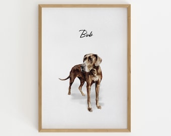 Retrato de mascota en acuarela personalizado, pintura en miniatura a partir de una foto