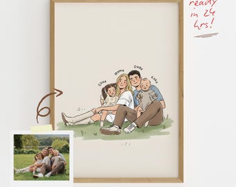 Retrato de pareja personalizado dibujado a mano / Caricatura de boda de anime / Regalo personalizado para familia y aniversario / Ilustración digital de dibujos animados