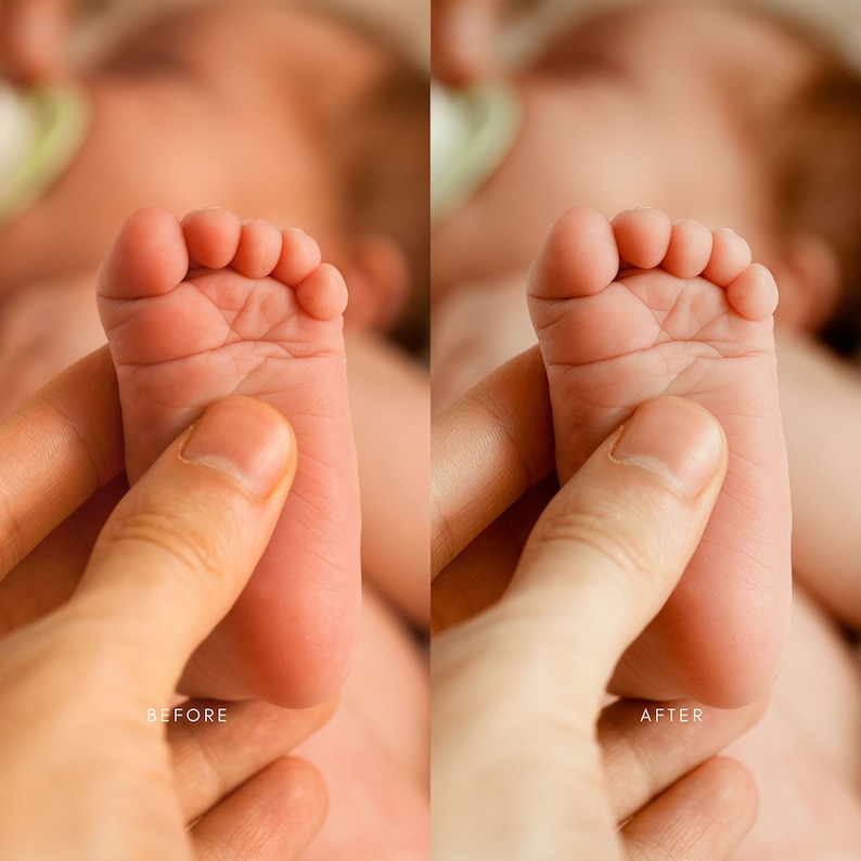 May include: A close-up of a baby's foot being held by a hand. The baby's foot is pink and has small wrinkles. The hand is holding the foot gently.