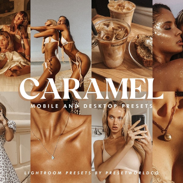 5 CARAMEL brown lightroom presets for mobile and desktop | golden hour filter | coffee preset | brown lightroom preset | VSCO