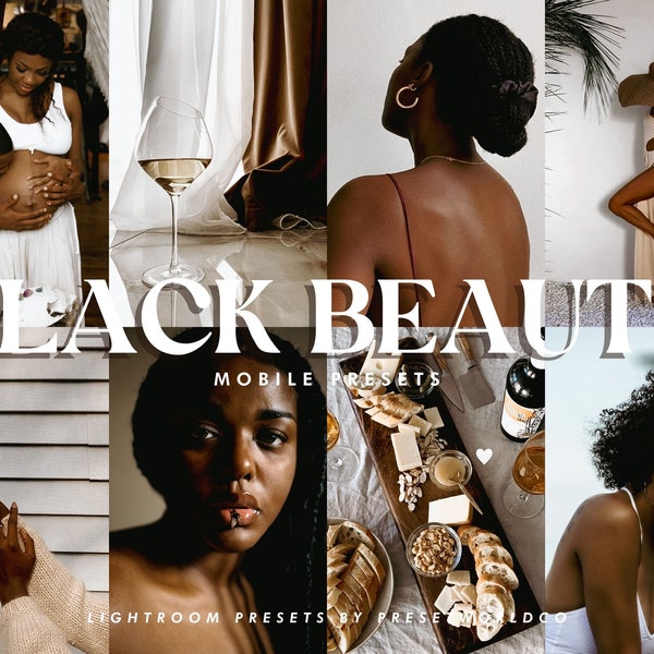 10 BLACK BEAUTY skin LIGHTROOM mobile presets/ black skin preset / dark skin preset / brown tones, dark skinned, family and portrait presets