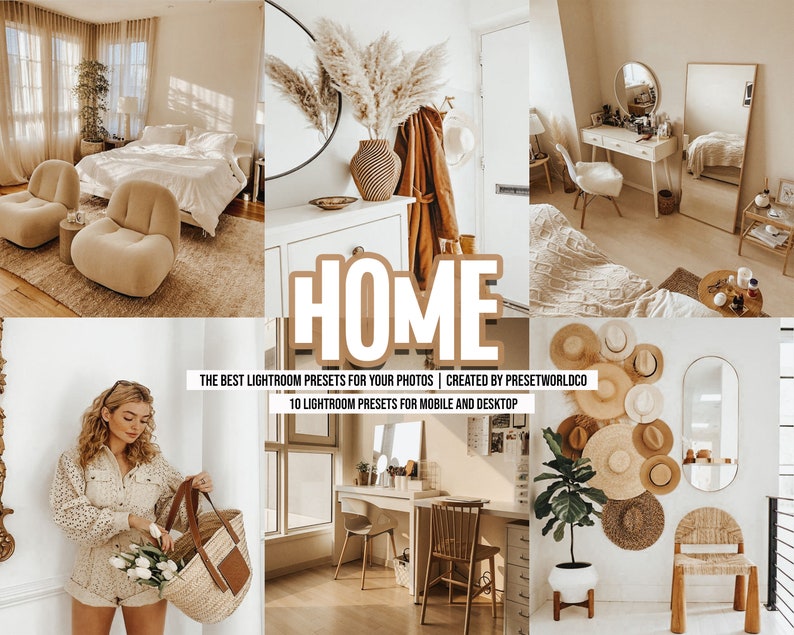 10 Premium Home Lightroom Presets/ Golden White Presets/ image 0