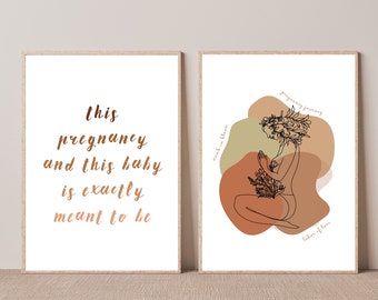 Pregnancy Affirmation Art Print, Boho Nursery Decor (Digital Download)