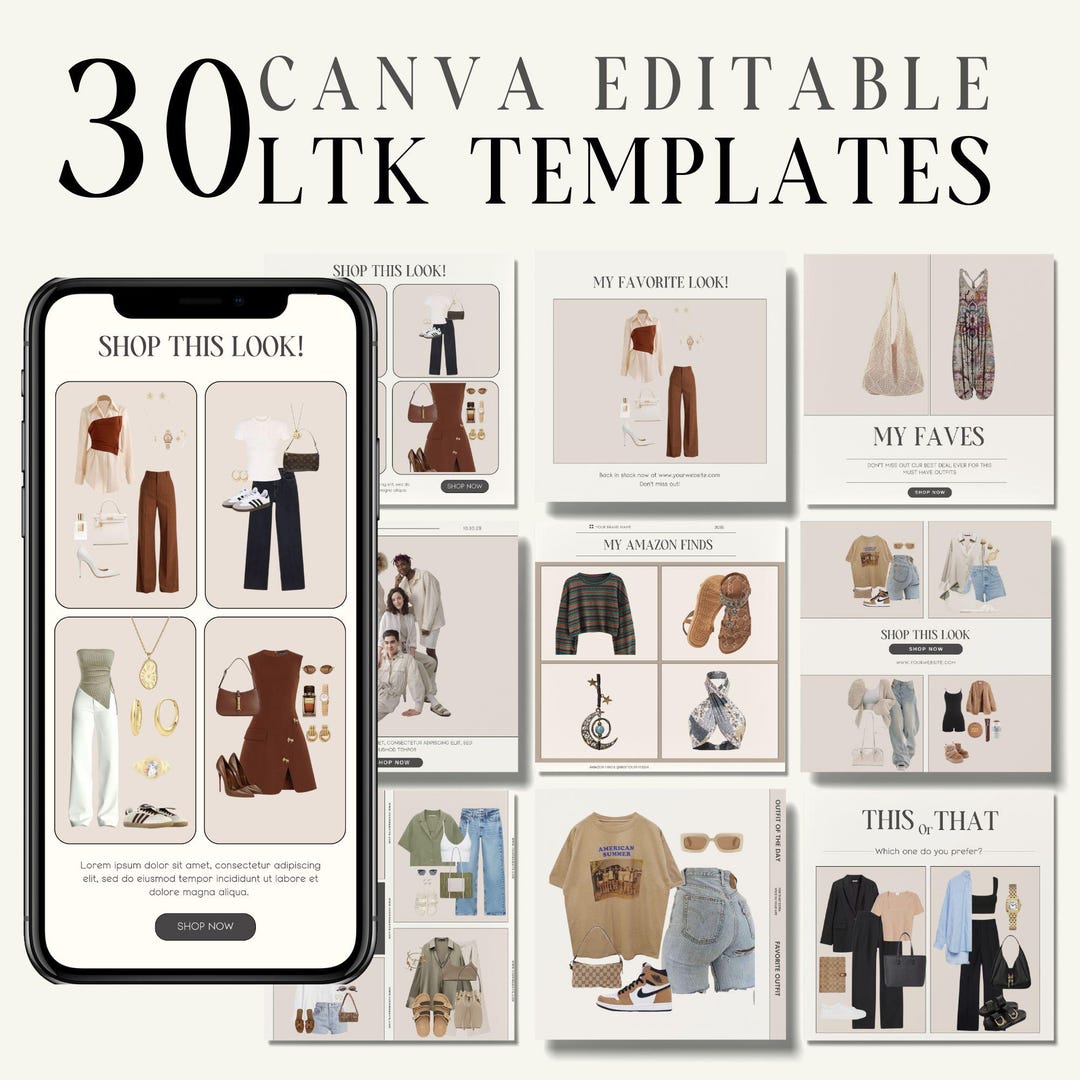 30 Fashion Influencer LTK Templates, Canva Editable (PDF File) - Etsy
