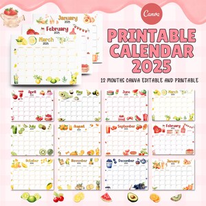 2025 Kids Calendar, Calendar Printable,  Homeschool Wall Calendar PDF, Animated Planner, Homeschool Monthly Schedule, Cute Calendar 2025