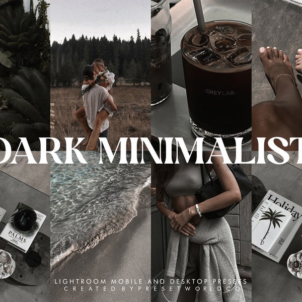 6 DARK minimalistische LIGHTROOM Mobile & Desktop Presets | Instagram Presets | Influencer Blogger Preset | Stimmungsvolle Presets | minimale Voreinstellung