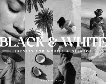 15 Black and White Lightroom Presets | Monochrome Photo Presets | Professional Wedding Filter | B&W filter