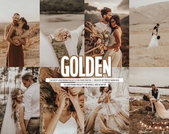 10 lightroom presets GOLDEN wedding presets for mobile and desktop, photo filters, photography, wedding , photo presets