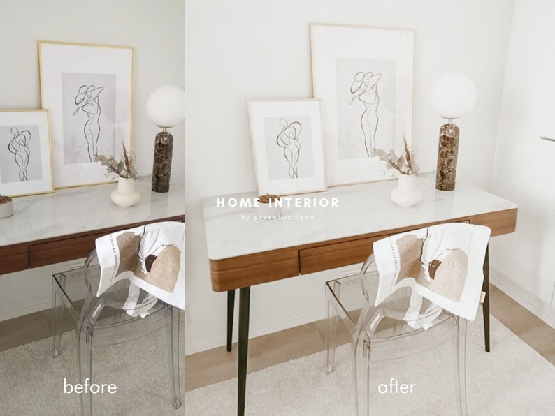 10 HOME Premium Lightroom Presets for Mobile and Desktop, Photo Presets for Home Interior Clean and Golden Instagram Lightroom Preset zdjęcie 3