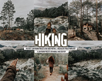 5 Hiking Collection Lightroom Preset/ Mobile and Desktop Presets/ Lightroom/ Hiking Presets/ Trekking/ Photography/ Outdoor Presets/ Preset